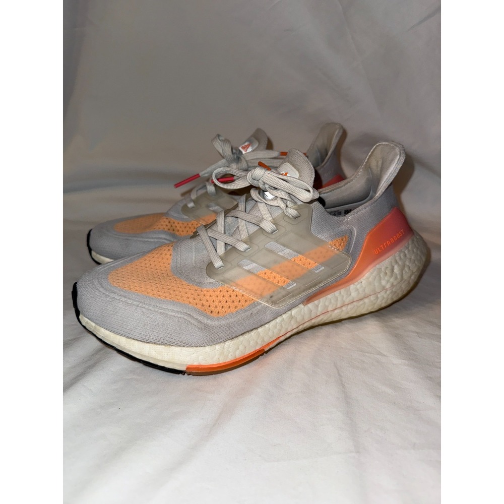 Adidas UltraBoost 21 FY0400 Women's Sneakers 8.5 White Acid Orange Running Shoes
